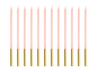 Świeczki urodzinowe gładkie różowe 12szt 14cm 067769