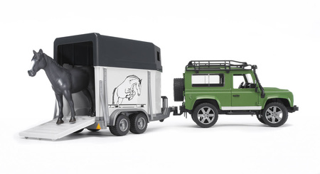 Bruder 02592 land rover z przyczepą dla konia +koń 