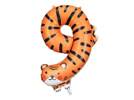 Balon foliowy cyfra 9 Tygrys 64x87cm mix 019447