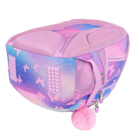 PLECAK 3-KOMOROWY STRIGHT BP-26 PINK BUTTERFLIES 680007