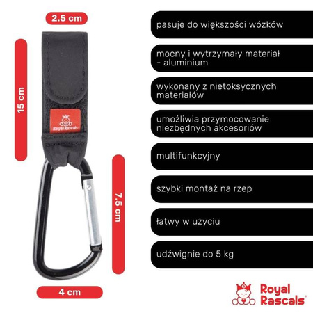 Royal Rascals Karabińczyk do wózka 2szt czarny 370012