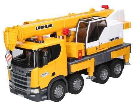 Bruder 03571 Scania Super 560R ciężarówka żółta z dużym dźwigiem Liebherr 035716