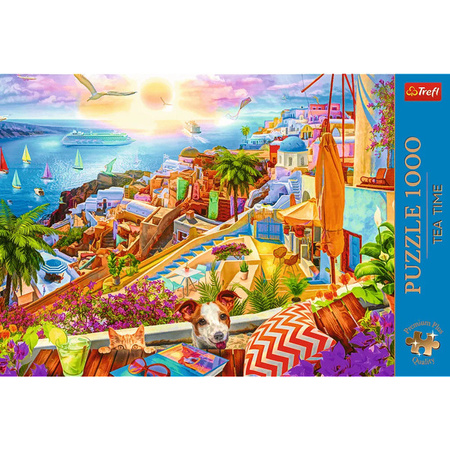 Puzzle Trefl 1000 Premium Plus Tea Time Z wizytą na Santorini 108422 