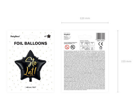 BALON FOLIOWY STO LAT ! 40CM CZARNY 170940
