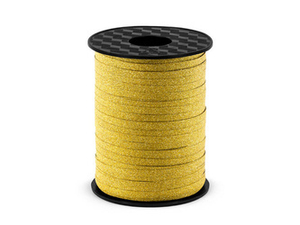Wstążka plastikowa złoty brokat 5mm/225m 749009