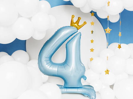 Stojący balon foliowy 84cm błękit Cyfra 4 167865
