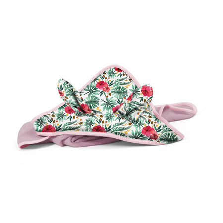 Babyono Okrycie kąpielowe frotte z uszkami Bunny Ears 100x100 cm pink 413548