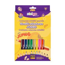 Strigo Kredki ołówkowe jumbo trójkątne 12 kolorów z temperówką 810696