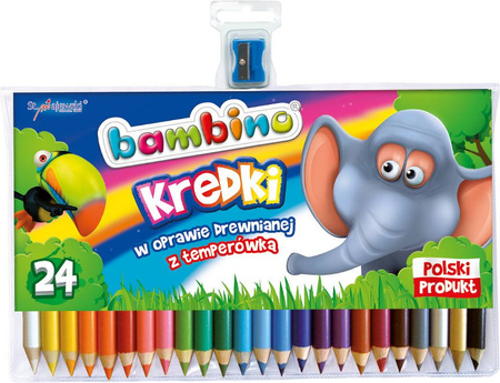 Kredki Bambino 24 kol. w oprawie drewnianej + temperówka 000447