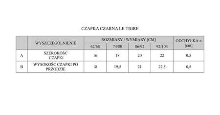 CZAPKA LE TIGRE 86/92 CZARNY PINOKIO