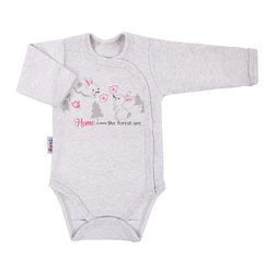 Body rozpinane z długim rękawem trip szary/malinowy 056