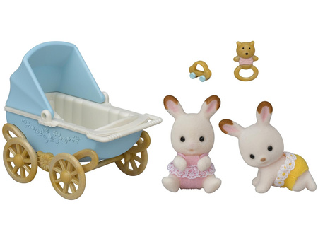 Sylvanian families 5432 zestaw bliźniaków królików + wózek