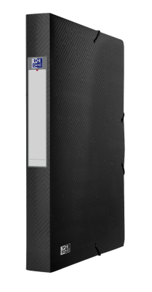 Teczka z gumką Oxford szeroka 24x32 40mm PP nieprzezroczysta czarna 378591