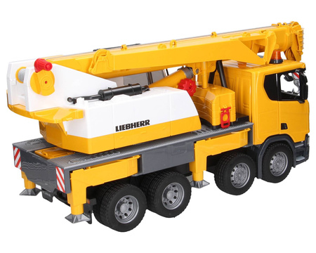 Bruder 03571 Scania Super 560R ciężarówka żółta z dużym dźwigiem Liebherr 035716