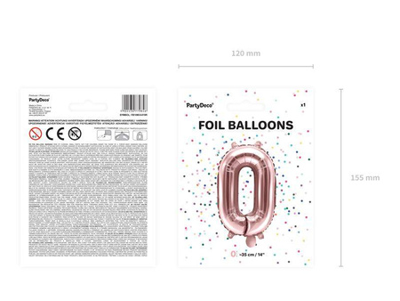Balon foliowy cyfra 0 różowe złoto 35cm 779846