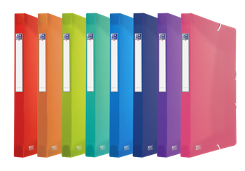 Teczka z gumką Oxford szeroka 24x32 25mm PP przezroczysta mix 456107