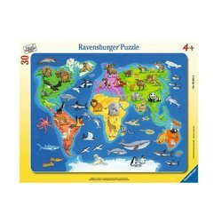 Puzzle ravensburger mapa świata zwierząt 30 el 066414