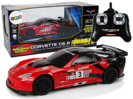 Auto sportowe R/C 1:24 Corvette C6.R czerwone 2.4G światła 756716