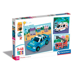 Clementoni Puzzle 3x48 Super Kolor Rescue Vehicles 253180