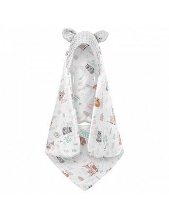 Bambusowy kocyk do fotelika Animals z minky glacier grey 90x90cm 416619