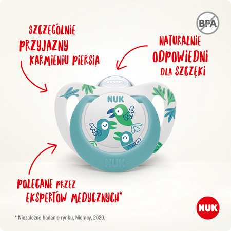 Nuk Smoczek Uspokajający Silikonowy 18-36 M Star Day Night 2szt Box 402114