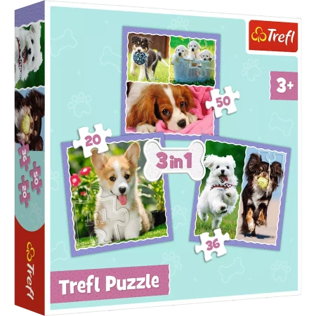 Puzzle Trefl 3w1 Urocze pieski