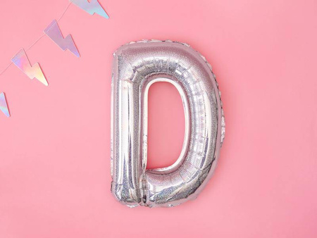 Balon foliowy litera "d", 35cm, holograficzny