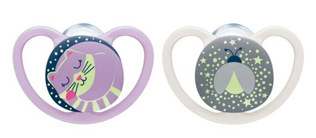 Nuk smoczki uspokajające silikonowe 6-18 m-cy Space Night 2 szt