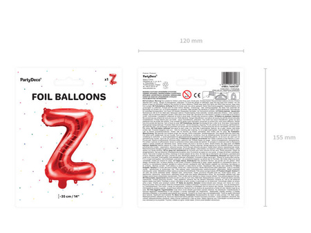Balon foliowy litera Z czerwony 35cm 170186