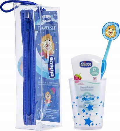 Chicco Zestaw podróżny pasta szczotka do zębów kubek+ etui niebieski 3-6 L 121229