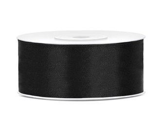 Tasiemka satynowa, czarny, 25mm/25m (1 szt. / 25 mb.)