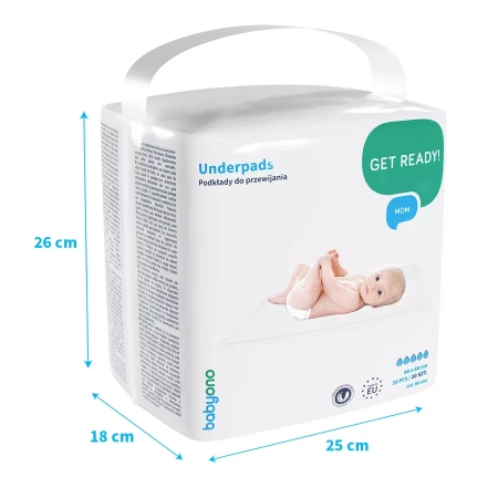 Babyono podkłady higieniczne do przewijania 60x90 cm 20szt 413418