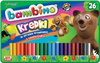 Kredki BAMBINO w oprawie drewnianej 26 kolorów + temperówka, pudełko metalowe