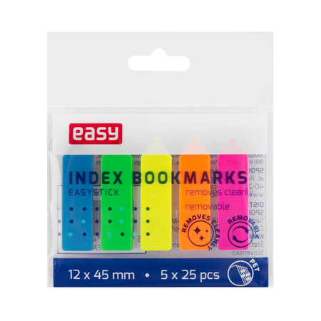 Zakładki indeksujące easy 12*45mm 5*25szt plastik