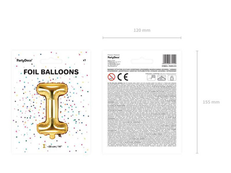 Balon foliowy litera "i", 35cm, złoty