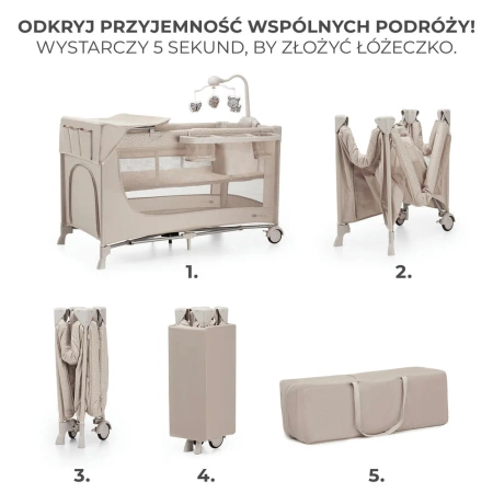 Kinderkraft JOY 2 z akcesoriami Beige Łożeczko turystyczne 925162