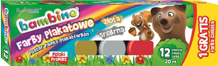 Maj farby plakatowe 12kol 20ml standard+gratis