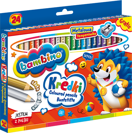 Kredki Bambino 24 kol. w oprawie drewnianej + temperówka 000447
