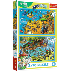 Puzzle Trefl 2x70 Trefliki w krainie Zwierząt 344455