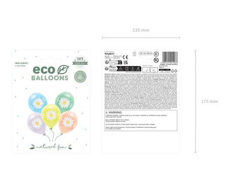 Balony Eco 30cm Stokrotki 5szt 062580