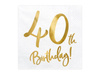 Serwetki 40th birthday, biały, 33x33cm (1 op. / 20 szt.)