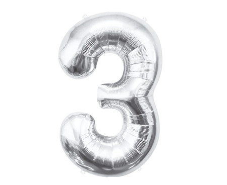 Balon foliowy B&C Cyfra 3 srebrna 85 cm 109450