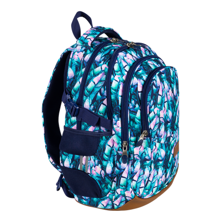 Plecak 4-komorowy stright bp-01 blue leaves/błękitne liście mkmk