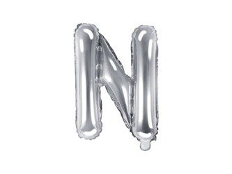 Balon foliowy litera "n", 35cm, srebrny