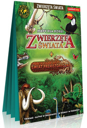 Zwierzęta świata+świat prehistoryczny Mapa dla dzieci laminat 461796