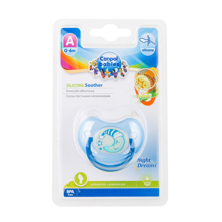 Canpol smoczek gryzak silikonowy świecący night dreams 0-6m 225005 