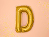 Balon foliowy litera "d", 35cm, złoty
