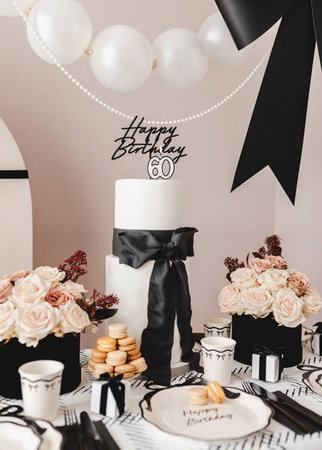 Świeczka urodzinowa liczba 60 5,5cm biało-czarne 079526