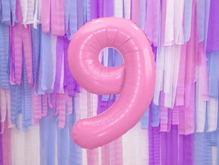 Balon foliowy cyfra 9 różowy 86cm 795112