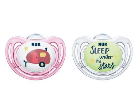 Nuk smoczki uspokajające silikonowe 0-6m-cy hello adventure 2szt 361459
